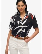 Superdry  Co Camasa cu maneci scurte si model abstract - Alb/Negru