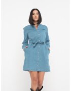 Superdry  Co Rochie din material chambray cu cordon in talie - Albastru deschis