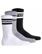 Superdry  Co Set de sosete lungi unisex Coolmax - 3 perechi - Alb/Negru/Gri
