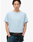 Superdry  Co Tricou cu model uni si decolteu la baza gatului - Albastru deschis