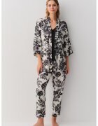 Suwen Pijama cu pantaloni lungi si imprimeu floral - Alb/Gri antracit