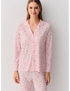 Suwen Pijama cu pantaloni lungi si model floral - Roz aprins/Roz pastel