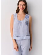 Suwen Pijama in dungi fara maneci Amanda - Albastru pastel/Albastru royal