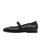 Tamaris Balerini de piele si piele ecologica Mary Jane - Negru