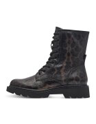 Tamaris Bocanci demi-wedge cu animal print - Maro inchis/Negru
