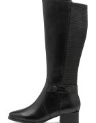 Tamaris Comfort Cizme lungi de piele si piele ecologica cu toc masiv - Negru