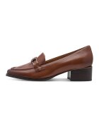 Tamaris Comfort Pantofi loafer de piele ecologica cu toc masiv - Maro cognac/Maro