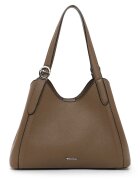 Tamaris Geanta shopper din piele ecologica cu logo metalic discret - Maro taupe