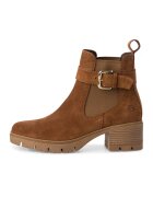 Tamaris Ghete Chelsea de piele cu insertii textile - Maro