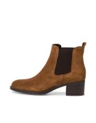 Tamaris Ghete Chelsea de piele cu toc masiv - Caramel