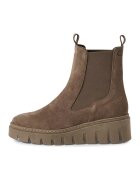 Tamaris Ghete Chelsea wedge de piele intoarsa - Maro deschis