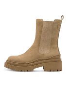 Tamaris Ghete de piele ecologica cu insertii textile - Maro camel