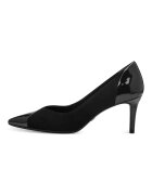 Tamaris Pantofi de piele si material textil cu varf ascutit - Negru