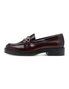 Tamaris Pantofi loafer din piele lacuita cu detalii metalice - Maro inchis/Negru