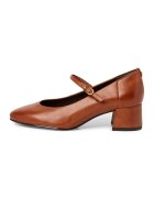 Tamaris Pantofi Mary Jane de piele cu toc masiv - Caramel