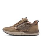 Tamaris Pantofi sport din material textil cu garnituri din piele ecologica - Maro taupe/Bronz