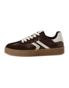 Tamaris Pantofi sport din piele intoarsa cu aspect texturat - Maro inchis/Caramel/Alb murdar