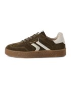 Tamaris Pantofi sport din piele intoarsa si aspect texturat - Verde masliniu/Caramel/Alb murdar