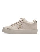 Tamaris Pantofi sport flatform cu detalii de piele - Crem