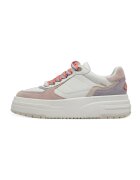 Tamaris Pantofi sport flatform cu garnituri de piele intoarsa - Alb/Roz pal