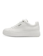 Tamaris Pantofi sport flatform de piele - Alb