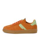 Tamaris Pantofi sport low-cut de piele intoarsa si piele ecologica - Portocaliu stins/Verde deschis