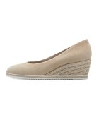 Tamaris Pantofi wedge de piele intoarsa - Bej