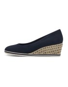 Tamaris Pantofi wedge de piele intoarsa - Bej/Bleumarin