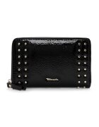 Tamaris Portofel din piele ecologica cu aplicatii metalice decorative si fermoar - Negru