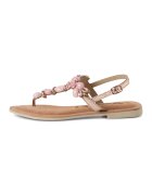Tamaris Sandale de piele cu bareta separatoare si strasuri - Auriu rose/Roz