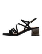 Tamaris Sandale din piele cu toc masiv si barete multiple - Negru stins
