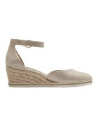 Tamaris Sandale-espadrile wedge de piele intoarsa - Bej deschis
