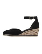 Tamaris Sandale-espadrile wedge de piele intoarsa - Negru