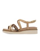Tamaris Sandale wedge cu barete multiple - Maro/Bej