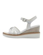 Tamaris Sandale wedge cu detalii de piele - Alb