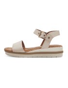 Tamaris Sandale wedge de piele - Maro inchis/Alb murdar