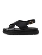 Tamaris Sandale wedge de piele - Negru