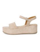 Tamaris Sandale wedge din piele - Alb fildes
