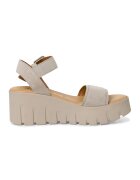 Tamaris Sandale wedge din piele - Maro taupe deschis