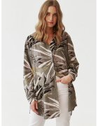 Tatuum Camasa lunga cu model tropical - Alb/Gri inchis