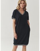 Tatuum Rochie dreapta din amestec de modal cu terminatii contrastante - Negru/Alb optic