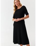 Tatuum Rochie midi cu croiala in A Manti - Negru