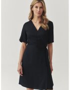 Tatuum Rochie pretrecuta din lyocell cu maneci evazate - Negru