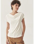 Tatuum Tricou din amestec de modal si decolteu drapat - Alb fildes