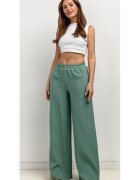 Tessita Pantaloni texturati cu croiala ampla si talie elastica
