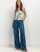 Tessita Top din amestec de in cu motive tropicale