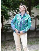 Tessuto Jacheta din denim pictata - Verde/Albastru