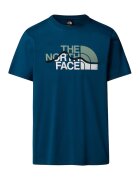 The North Face Tricou cu imprimeu logo Mountain Line - Alb/Albastru petrol