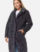 Threadbare Haina din material teddy cu buzunare oblice - Gri carbune