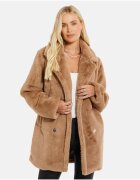 Threadbare Palton din blana sintetica Wollmantel 5881 - Maro deschis